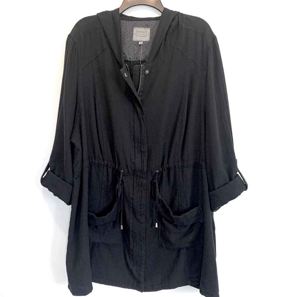 Torrid Anorak Hooded BLACK Chore Utility Jacket 4X - Picture 2 of 11